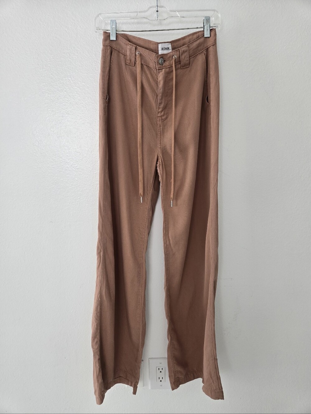 Hudson Jeans Wide-Leg Draw-Tie Pants in Camel Size 24 - Picture 2 of 15